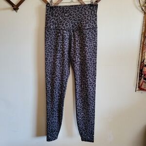 Beyond Yoga Full Length Leggings Black Gray Chettah Print Thick Small S